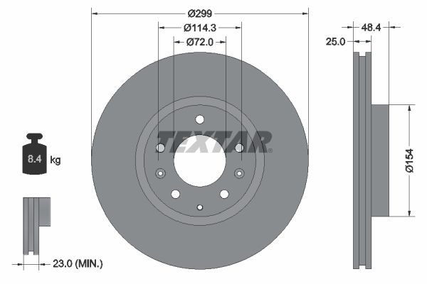 Tarcza hamulcowa, PRO 92180703 TEXTAR