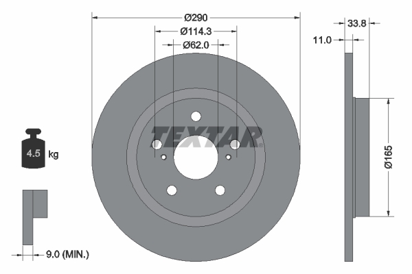 Tarcza hamulcowa 92195200 TEXTAR