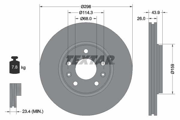Tarcza hamulcowa, PRO 92195603 TEXTAR
