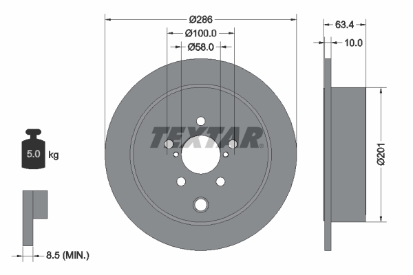 Tarcza hamulcowa 92200000 TEXTAR