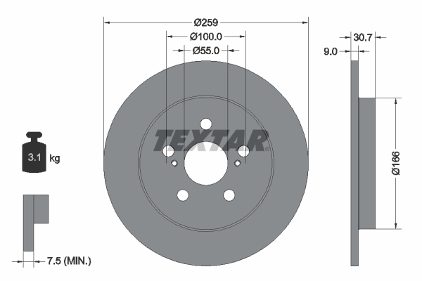 Tarcza hamulcowa, PRO 92224003 TEXTAR