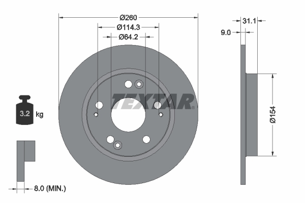 Tarcza hamulcowa, PRO 92224103 TEXTAR