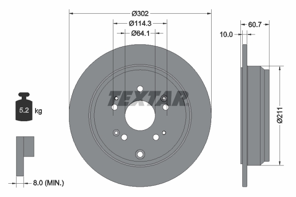 Tarcza hamulcowa, PRO 92227203 TEXTAR