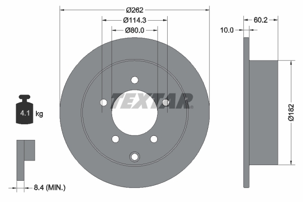 Tarcza hamulcowa, PRO 92227403 TEXTAR
