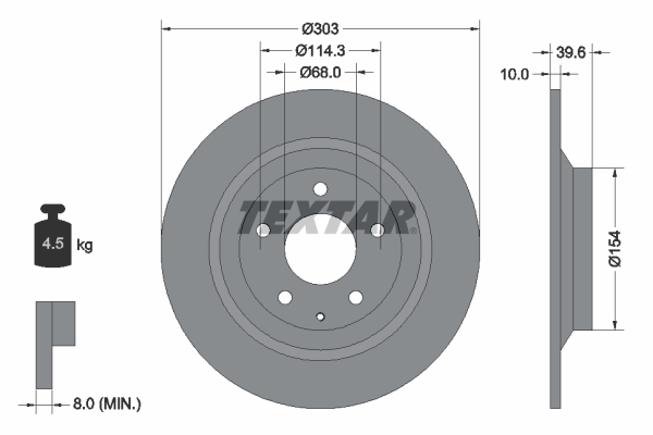 Tarcza hamulcowa, PRO 92242703 TEXTAR