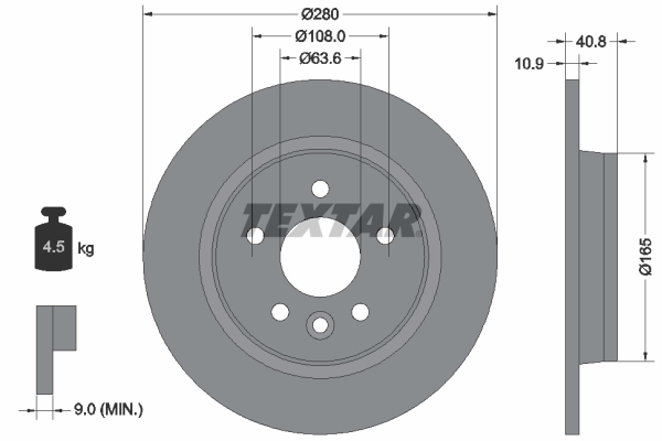 Tarcza hamulcowa, PRO 92255603 TEXTAR