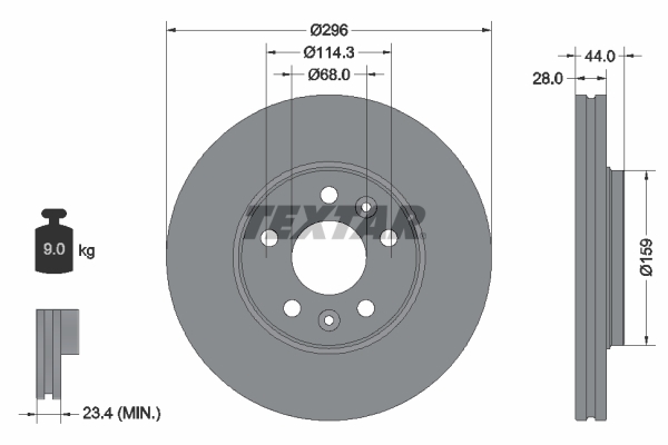 Tarcza hamulcowa, PRO 92268803 TEXTAR