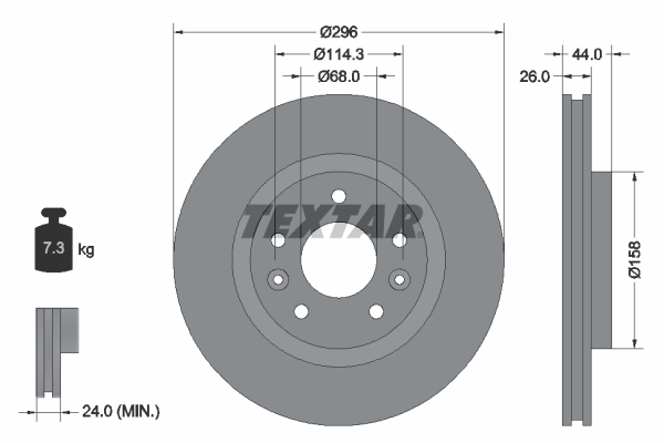 Tarcza hamulcowa, PRO 92274203 TEXTAR