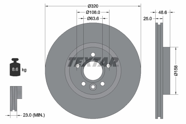 Tarcza hamulcowa, PRO 92282103 TEXTAR