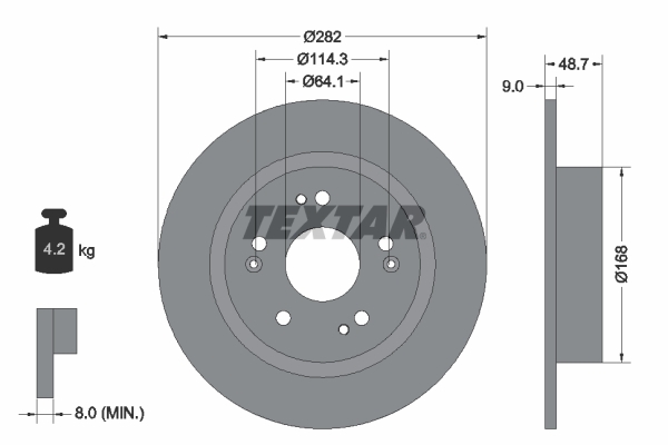 Tarcza hamulcowa, PRO 92301603 TEXTAR