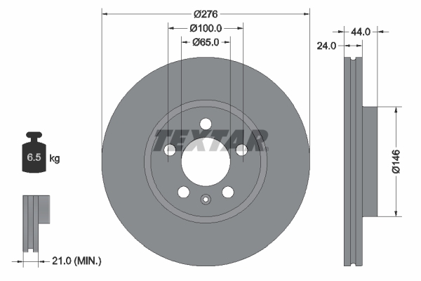 Tarcza hamulcowa, PRO 92313703 TEXTAR