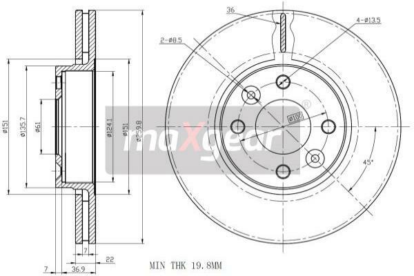 Tarcza hamulcowa 19-0954 MAXGEAR