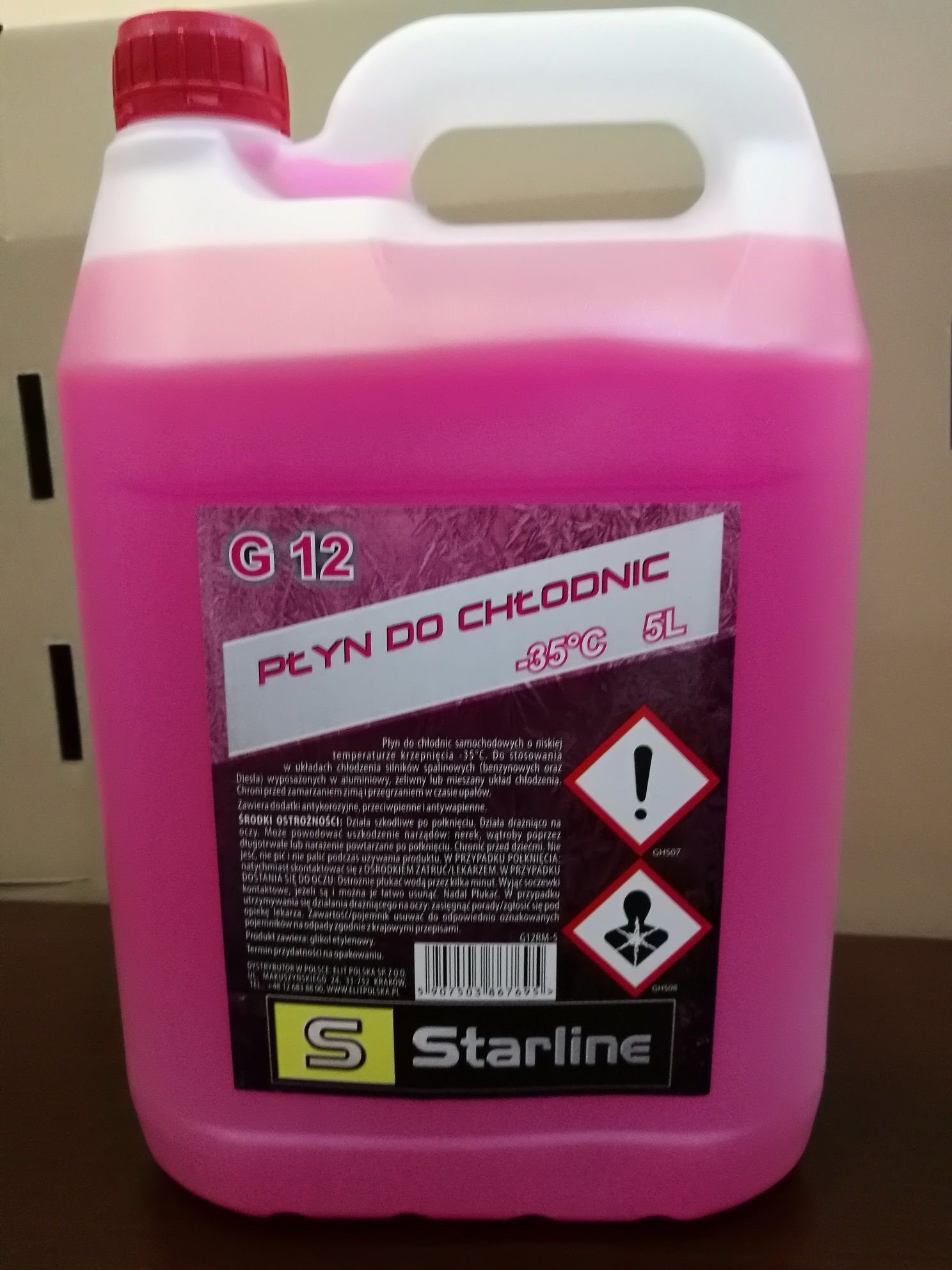 PLYN DO CHLODNIC G12  (-35C ) ROZOWY -ASTM D3306/D4656/D4985/BS 6580: 1992 /AFNOR NF  S NA G12RM-5 STARLINE