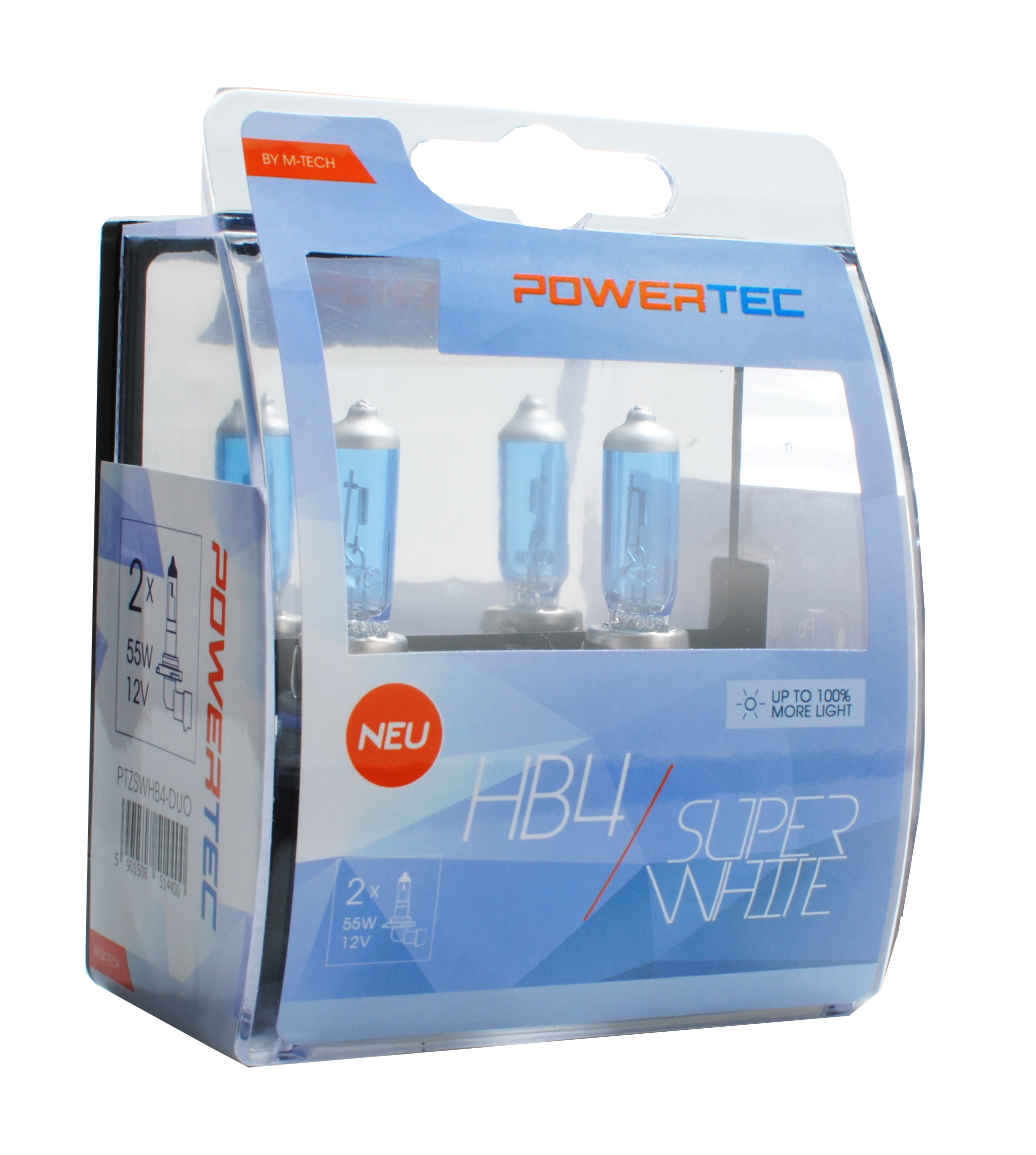 ZAROWKA 12V HB4 55W P22D SUPER WHITE /+100% SWIATLA/ /ZESTAW 2SZT/ POWERTEC KPL OPTIM PTZSWHB4-DUO M-TECH