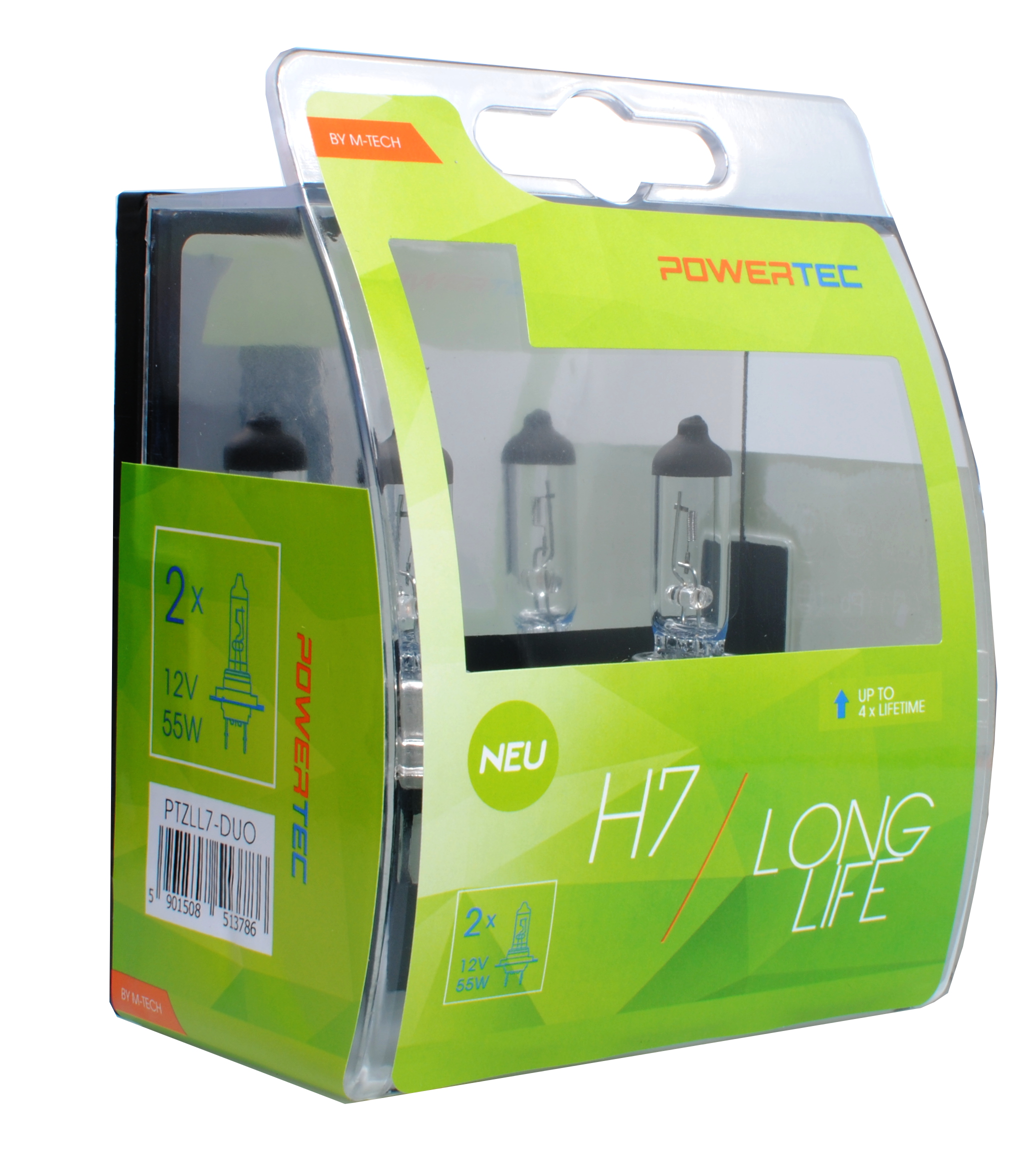 ZAROWKA 12V H7 55W PX26D LONG LIFE /4X TRWALSZA/ /ZESTAW 2SZT/ POWERTEC KPL OPTIMA PTZLL7-DUO M-TECH