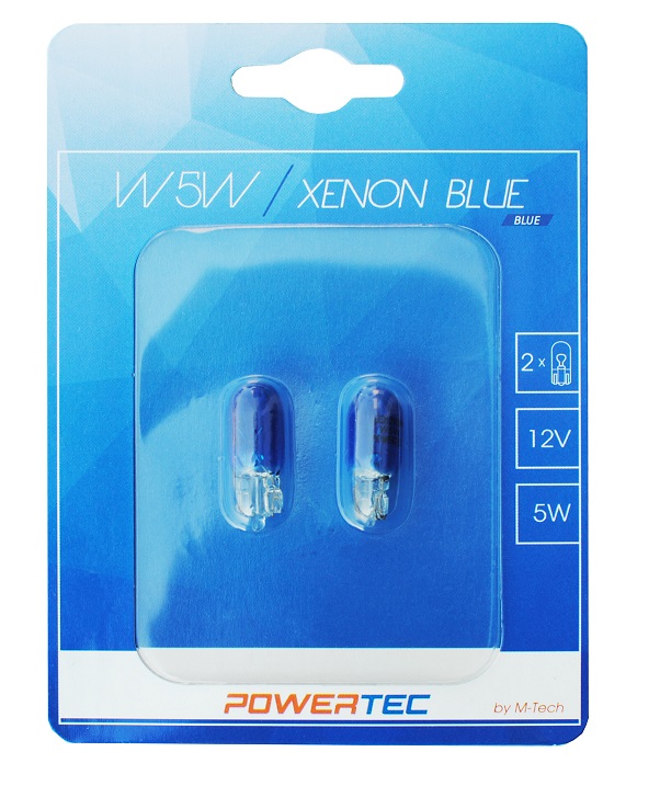 ZAROWKA 12V W5W 5W W2.1X9.5D /CALOSZKLANA/ XENON BLUE POWERTEC /OFFROAD, BEZ ECE/ BLI PTZXB12-02B M-TECH