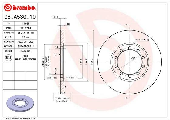 Tarcza hamulcowa wyprzedaż 08.A530.10 BREMBO