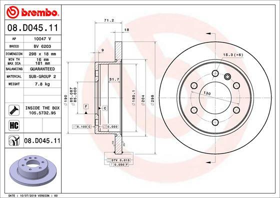 Tarcza hamulcowa, COATED DISC LINE 08.D045.11 BREMBO
