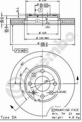 Tarcza hamulcowa, COATED DISC LINE 09.7628.11 BREMBO