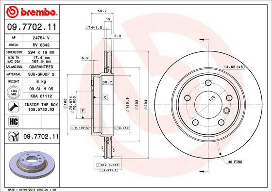 Tarcza hamulcowa, COATED DISC LINE 09.7702.11 BREMBO