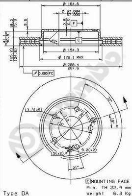 Tarcza hamulcowa, COATED DISC LINE 09.8411.11 BREMBO