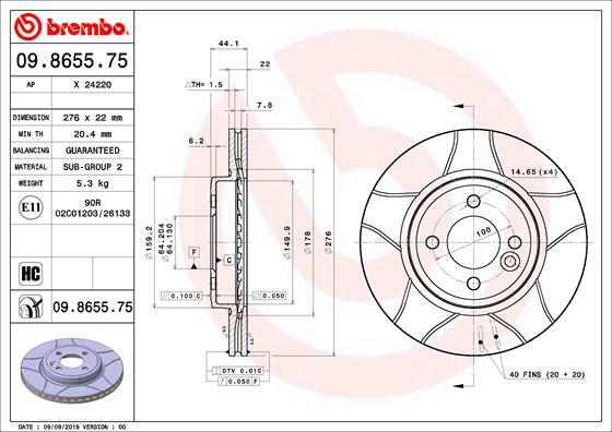 Tarcza hamulcowa, BREMBO MAX LINE 09.8655.75 BREMBO