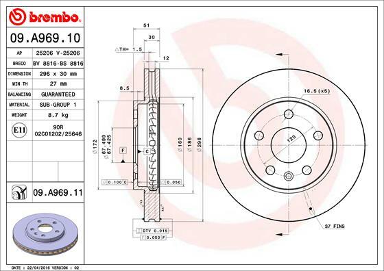 Tarcza hamulcowa 09.A969.10 BREMBO