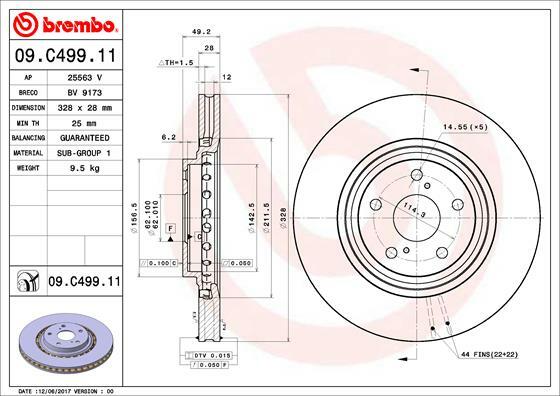 Tarcza hamulcowa, COATED DISC LINE 09.C499.11 BREMBO
