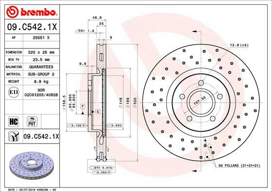 Tarcza hamulcowa, BREMBO XTRA LINE 09.C542.1X BREMBO