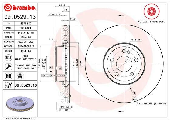 Tarcza hamulcowa, CO-CAST DISCS LINE 09.D529.13 BREMBO