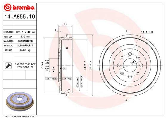 Bęben hamulcowy 14.A855.10 BREMBO