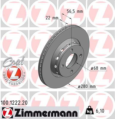 Tarcza hamulcowa, COAT Z 100.1222.20 ZIMMERMANN