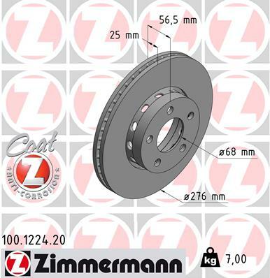 Tarcza hamulcowa, COAT Z 100.1224.20 ZIMMERMANN
