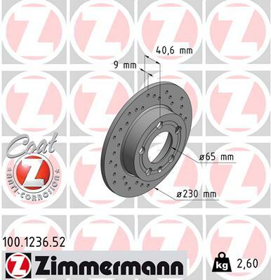 Tarcza hamulcowa, SPORT COAT Z 100.1236.52 ZIMMERMANN