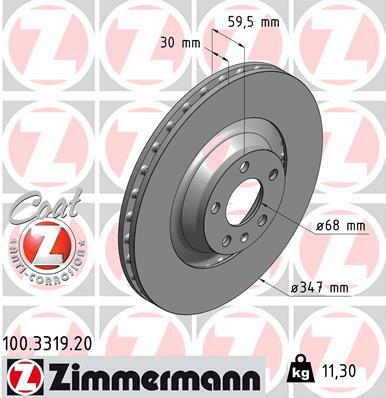 Tarcza hamulcowa, COAT Z 100.3319.20 ZIMMERMANN