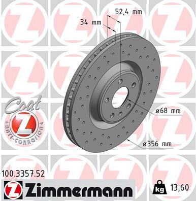 Tarcza hamulcowa, SPORT COAT Z 100.3357.52 ZIMMERMANN