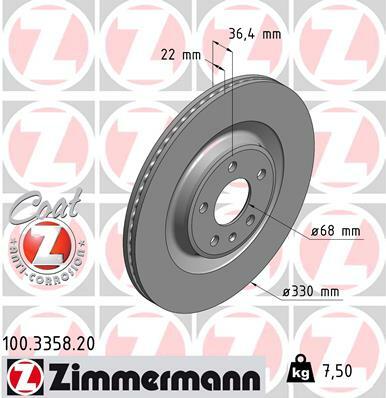 Tarcza hamulcowa, COAT Z 100.3358.20 ZIMMERMANN
