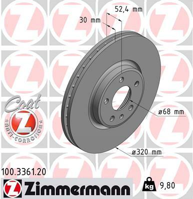 Tarcza hamulcowa, COAT Z 100.3361.20 ZIMMERMANN