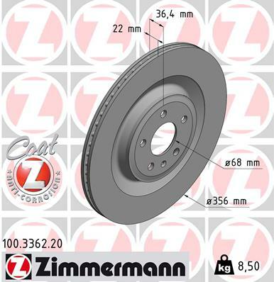 Tarcza hamulcowa, COAT Z 100.3362.20 ZIMMERMANN