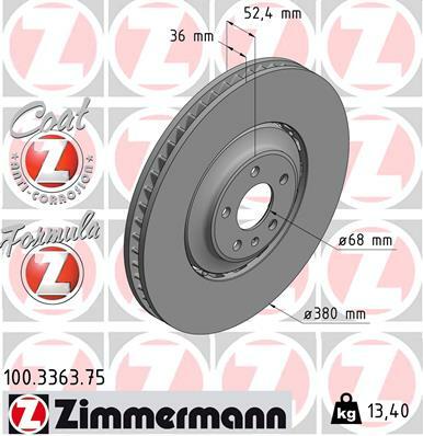 Tarcza hamulcowa, FORMULA Z COAT Z 100.3363.75 ZIMMERMANN