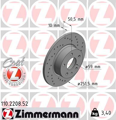 Tarcza hamulcowa, SPORT COAT Z 110.2208.52 ZIMMERMANN