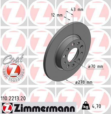 Tarcza hamulcowa, COAT Z 110.2213.20 ZIMMERMANN
