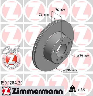 Tarcza hamulcowa, COAT Z 150.1284.20 ZIMMERMANN