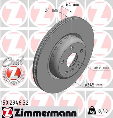 Tarcza hamulcowa, FORMULA F COAT Z 150.2946.32 ZIMMERMANN