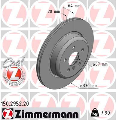 Tarcza hamulcowa, COAT Z 150.2952.20 ZIMMERMANN