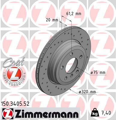 Tarcza hamulcowa, SPORT COAT Z 150.3405.52 ZIMMERMANN