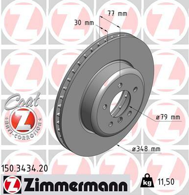 Tarcza hamulcowa, COAT Z 150.3434.20 ZIMMERMANN