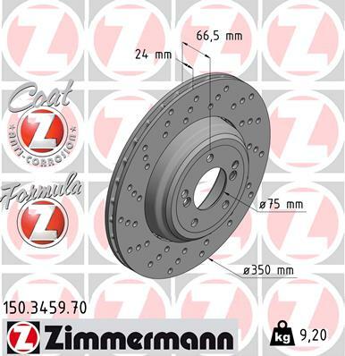 Tarcza hamulcowa, FORMULA Z COAT Z 150.3459.70 ZIMMERMANN