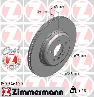 Tarcza hamulcowa, COAT Z 150.3461.20 ZIMMERMANN