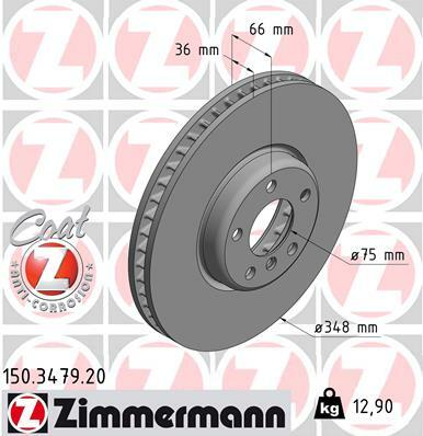 Tarcza hamulcowa, COAT Z 150.3479.20 ZIMMERMANN